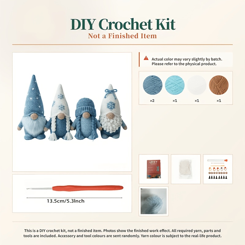 TEMU Wovwov Crochet Kit Not Finished Product | Full Additions Included | Photo Instructions | Craft Kit For Amigurumi Plush | Yarn Set With Snowflake