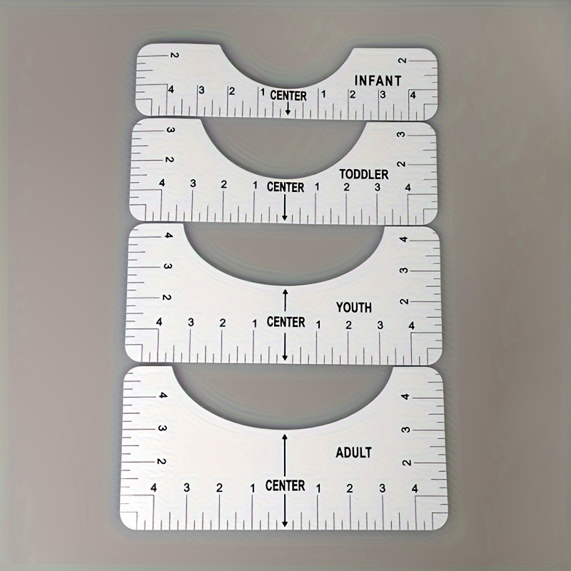 TEMU 4-pack T-shirt Alignment Rulers, Fashionable Sewing Center Design, Crafts & Sewing Supplies, White, Sewing Tools, Measuring Tape & Straight Edge