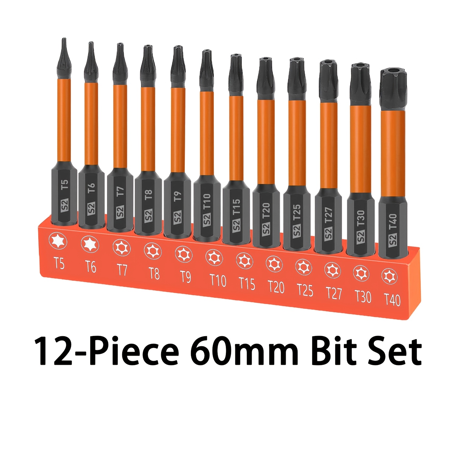Image of 12pcs Heavy-duty S2 Steel Star-shaped Torx Bit Set -change Design & Storage Box - 25mm/60mm Hex Shank Drill Bits, Compatible Drivers, 12 Torx Bits (t5-t40), Tools | Durable Construction