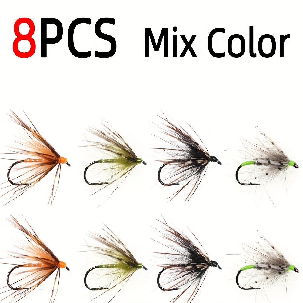 TEMU Private Mold, No Similar Style 8pcs/box #14 Artificial Soft Hackle Wet Fly Tenkara Nymph Fly Fly For Trout Fishing Fly Lure Baits Orange Olive