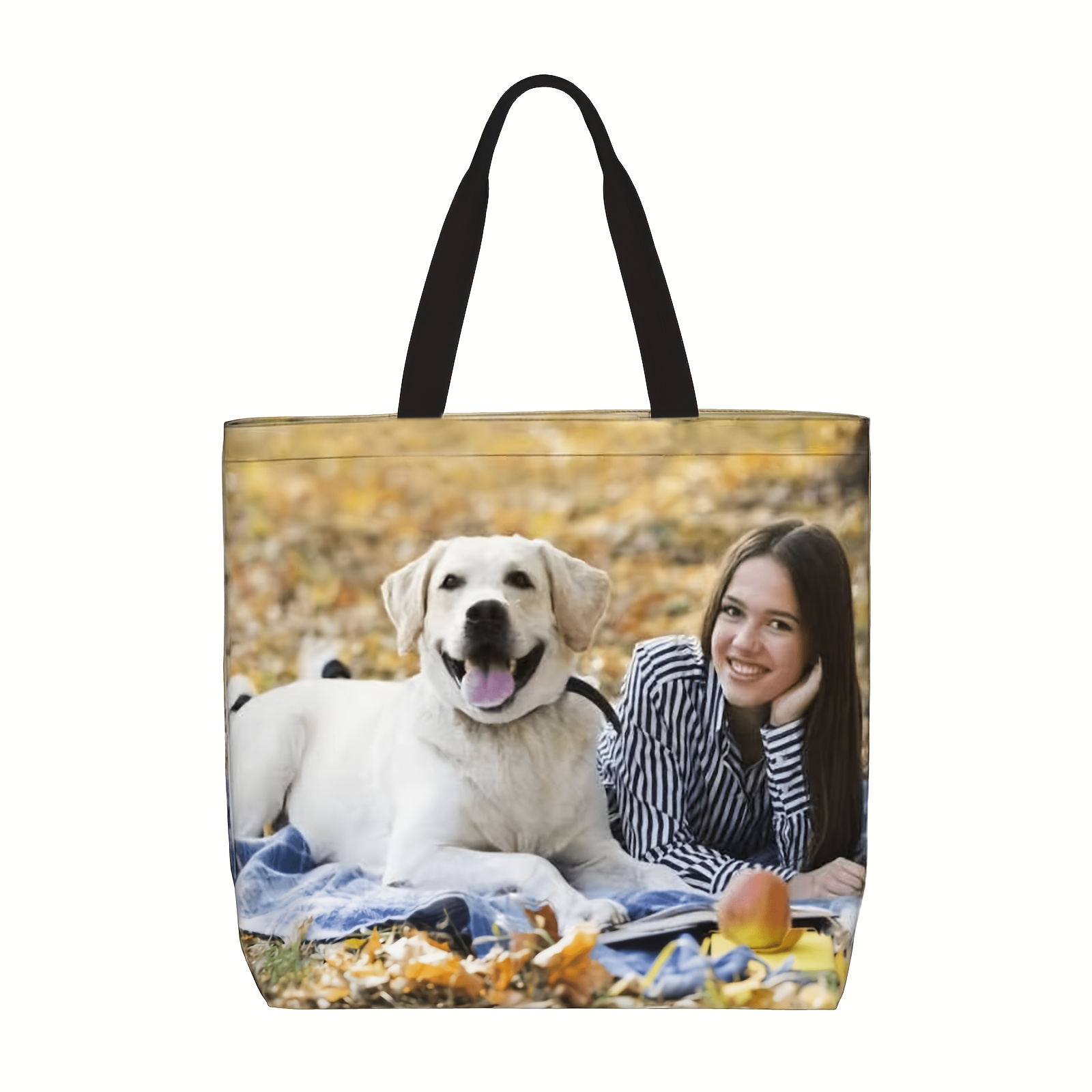 TEMU [customizable] Double-sided Printed Tote Bag - Durable Material, Women's Personalized Handbag, Can Add Photos/text/name/logo, Reusable Shopping