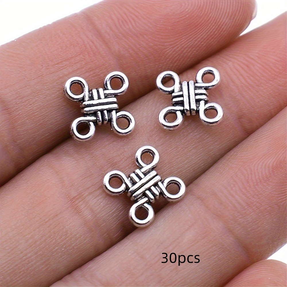 TEMU 30 pièces Pendentifs Nœuds Chinois Vintage Argentés Connecteurs en Alliage Bronze Antique Charmes pour Accessoires de Bijoux DIY Main 12mm