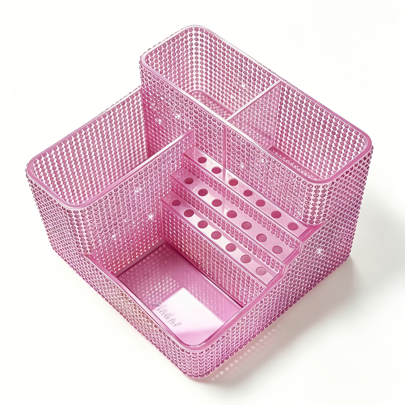 TEMU Starlight Nail Art Organizer, Clear Acrylic Multi-compartment Nail Brush Storage Box, Luxury Shiny Manicure Tool Holder For Nail Salon & Home