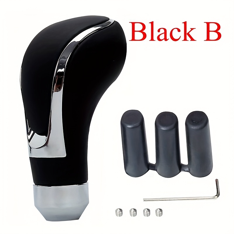 TEMU Pu Leather Black And Shift Knob, Car Gear Shift Knob, Gear Shift Knob, Gear Shift Lever, Gear Shift Handle, Manual Transmission