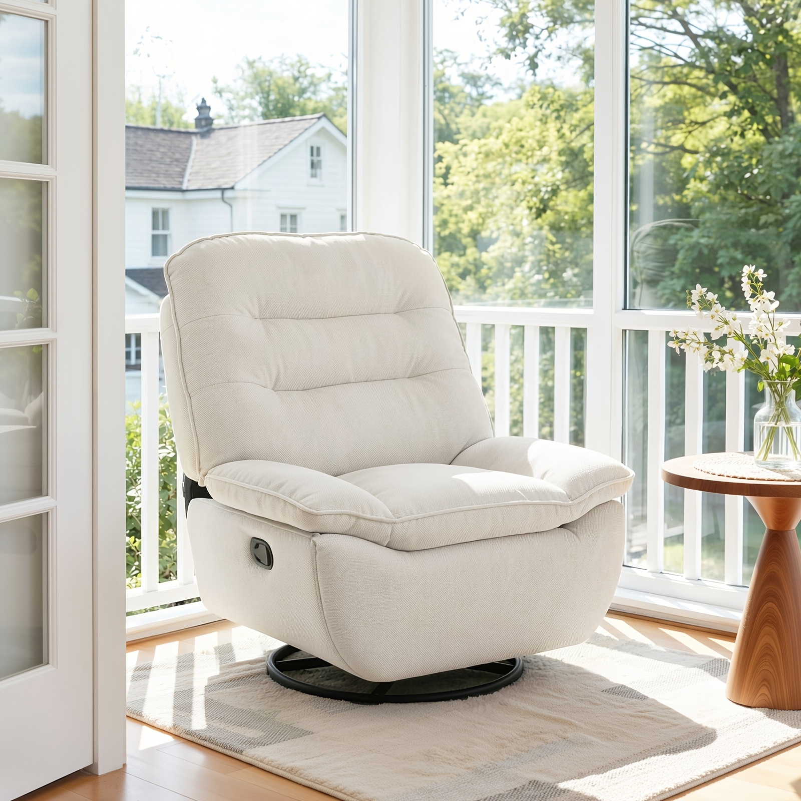 Image of Relaxation Chair Tv Chair Swivel Reclining Armchair With Reclining Function Foldable Footrest Side Compartment 95cm Wide Seat Thickened Backrest Ergonomic Lounge Chair For Living Room & Bedroom