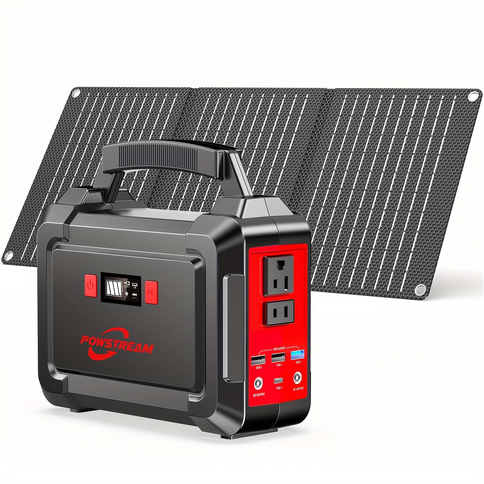 POWSTREAM 300W Solar Generator 296Wh Power Station With 60W Solar Panel -  Portable Battery For Camping, RV, Emergencies, CPAP Estacion De Energia  Portatil
