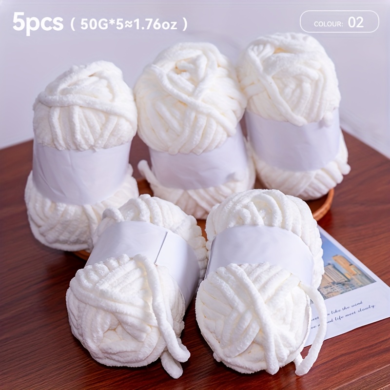 5 Skeins Soft Chunky Chenille Yarn Thick Fluffy For Knit Crochet Blanket Scarf Bed Phone Pouch Beginner Friendly Multi Color