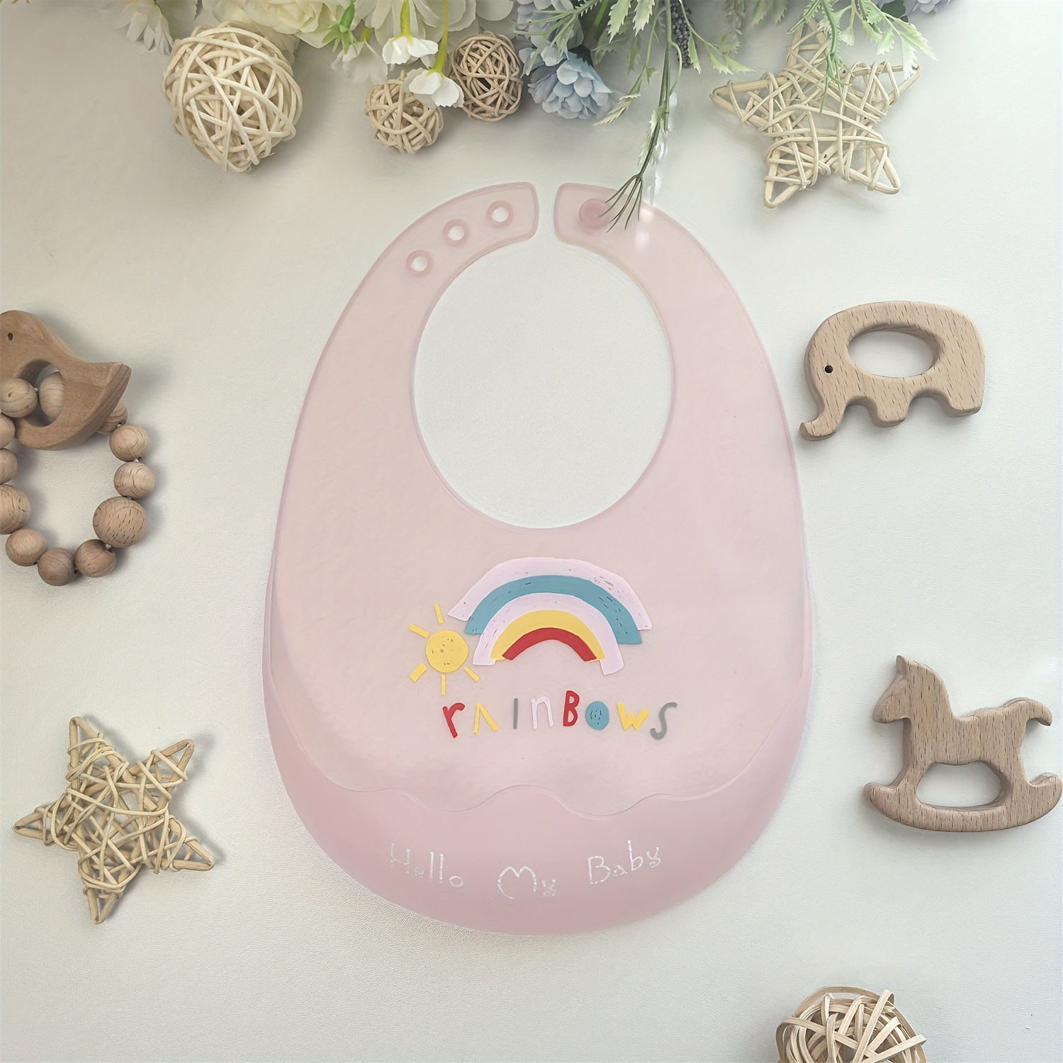 TEMU 1pc Ultra-thin Silicone Bibs For Babies Toddlers Adjustable Soft Feeding Baby Bibs Gifts For Kindergarten Nursery Preschool Children