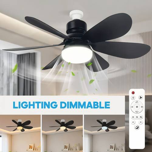 black 40w led ceiling fan light with remote control adjustable fan with light 3 color 3000k 6500k dimmable 20 5 16 5inch black fan light for bedroom kitchen closet black e26 27 4h timing undisturbed sleep