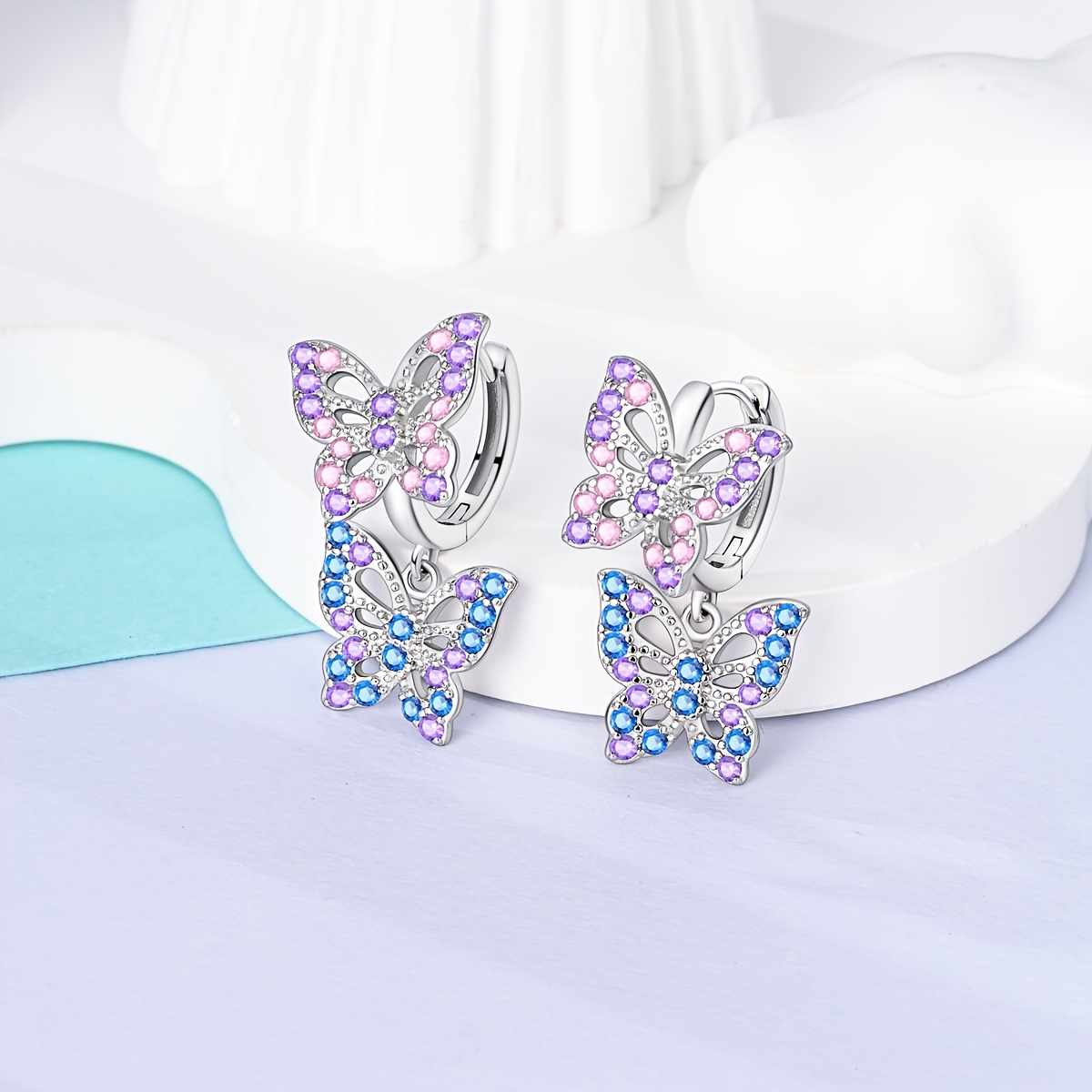 Women's Sparkling Butterfly Earrings, Gift for Her