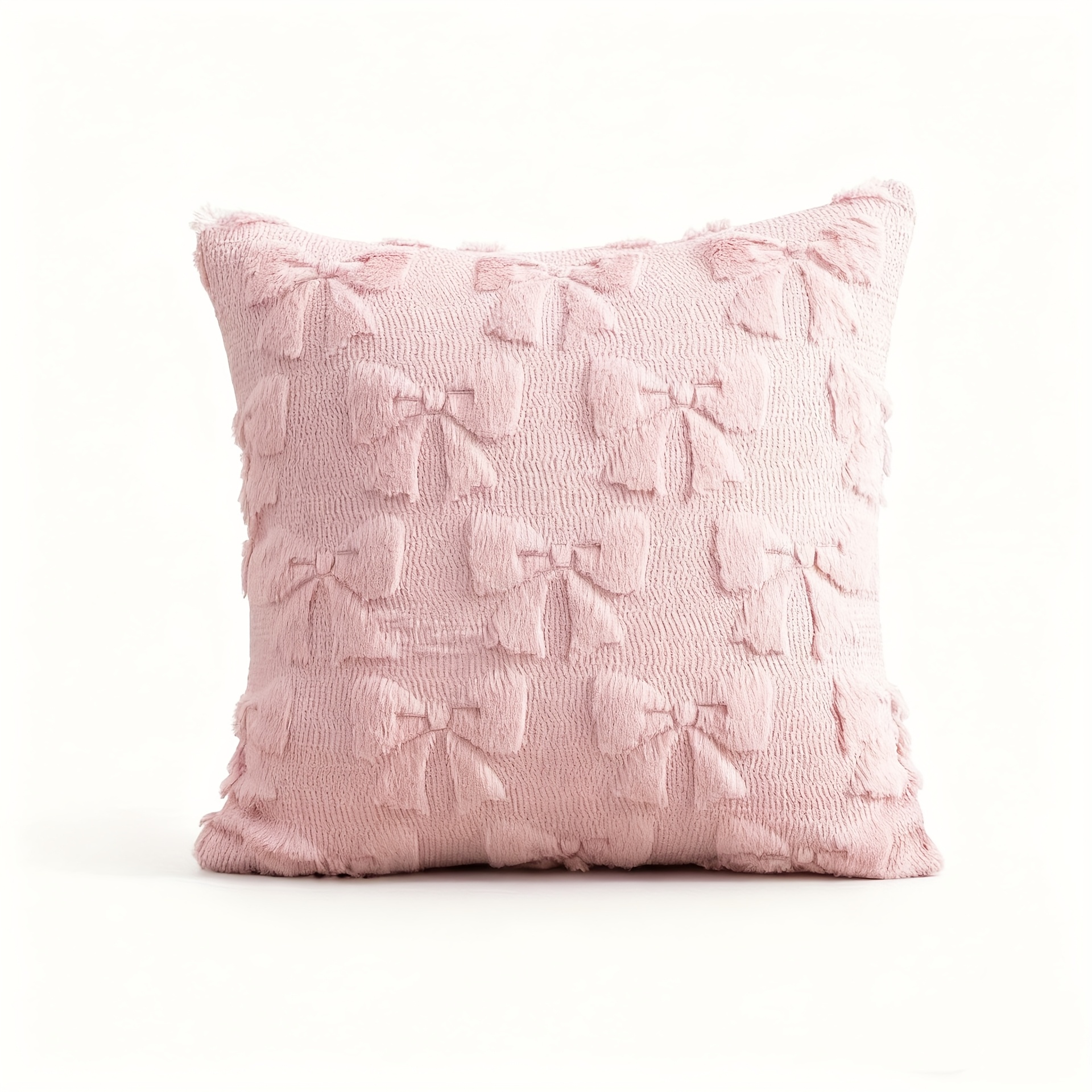 E-shop Rosa Schleife Kissenbezug, Weicher Plüsch, Polyestergewebe, Reißverschluss, Einseitig, Niedlicher Kissenbezug für Sofa, Wohnzimmer, Betten