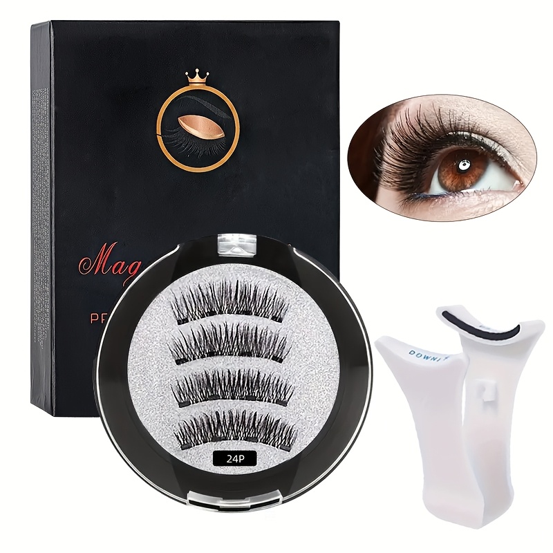 TEMU Magnetic False Eyelashes Set With Applicator - , Volumizing, Reusable Magnetic Lashes, Quantum , Easy Application, Multi-pair Pack, 6-9mm Length