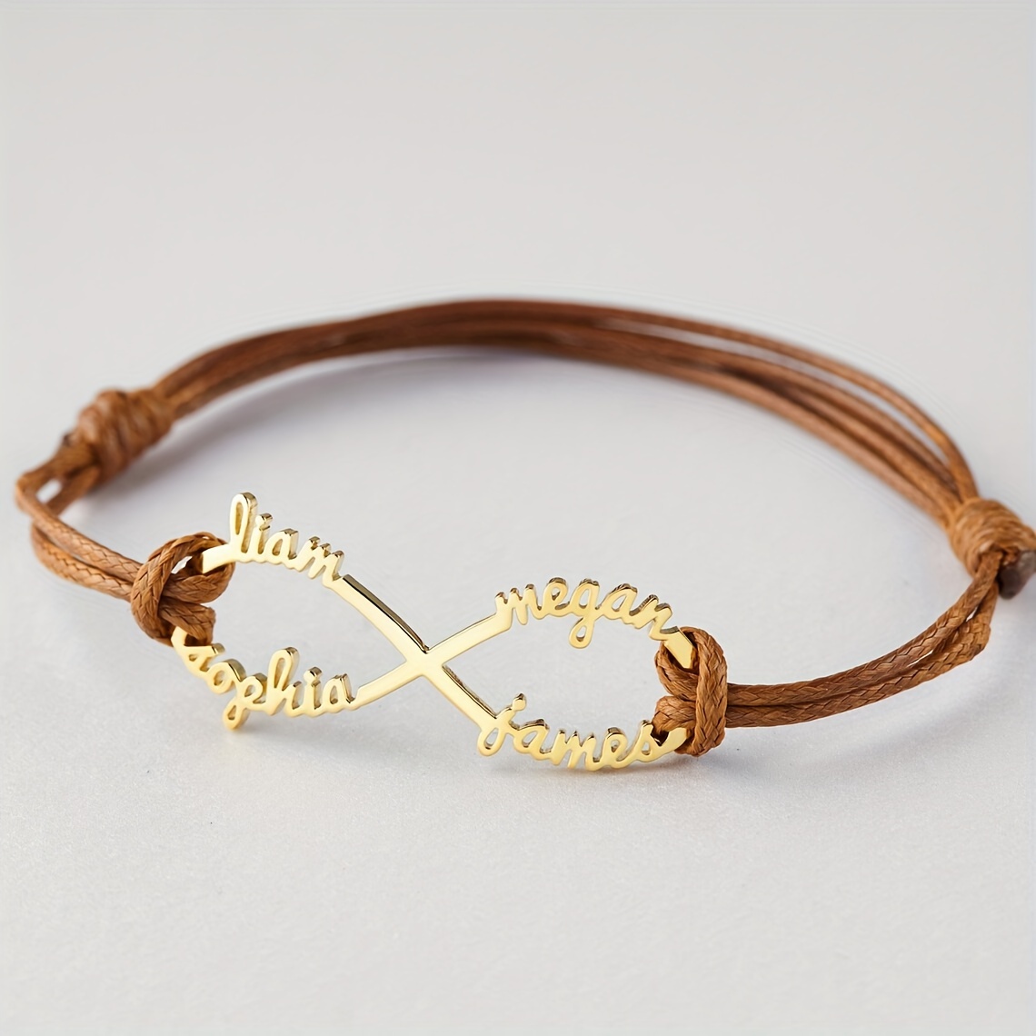 Personalized Mom Infinity Rope Bracelet with 1-4 Names