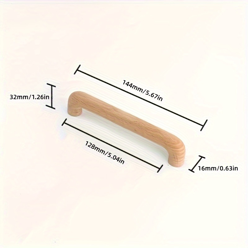 Image of 4pcs Solid Wood Cabinet Handles, Wood Drawer Pulls With Mounting Screws, Furniture Handles For Cabinets, Wardrobes, Dressers & Drawers