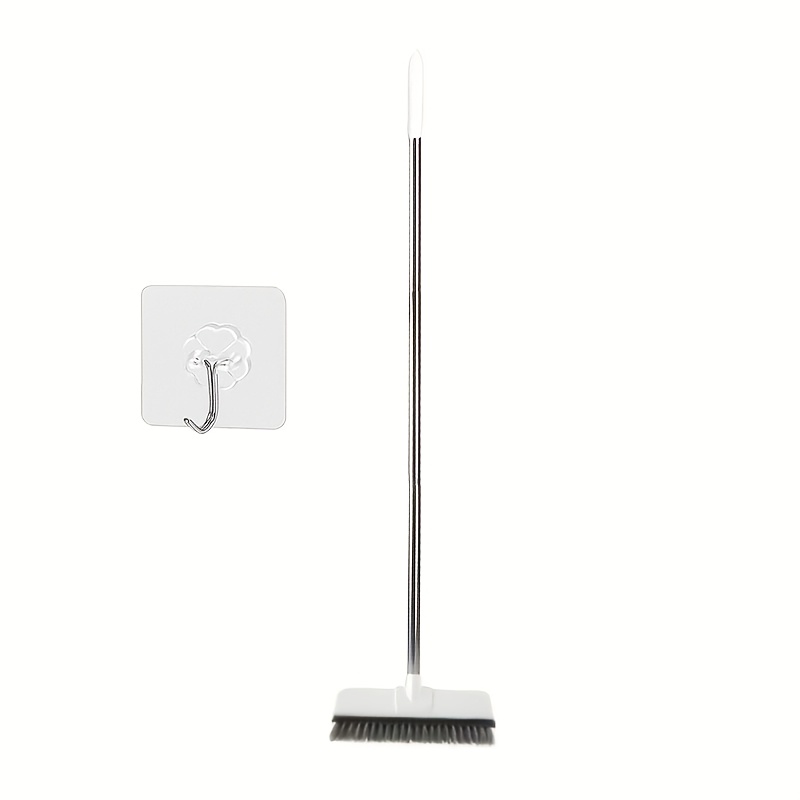 TEMU Brosse de nettoyage à long manche, brosse à récurer 2-en-1 à poils rigides avec raclette, outil de nettoyage de joints de carrelage, convient