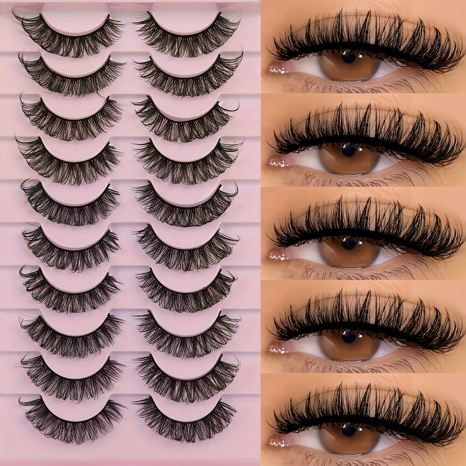Detachable Eyelashes, 10 Pairs 16mm Natural Cross Volume Lashes