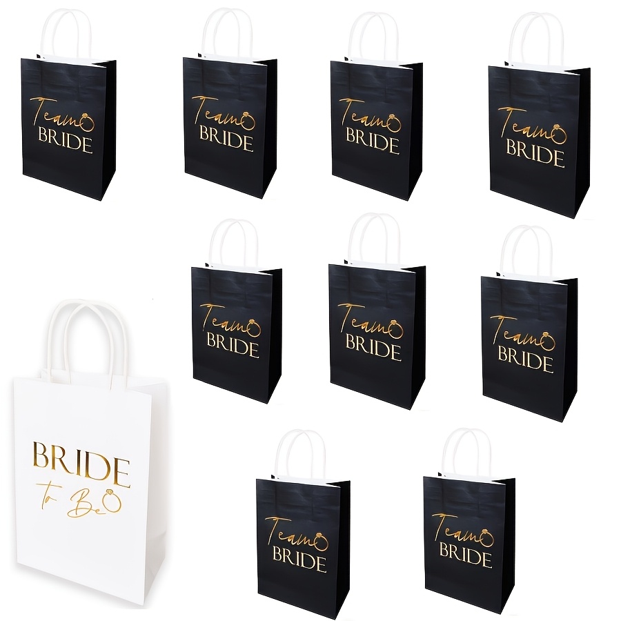 Image of Gift For Her/him 5/10/15pcs Hen Party Bags ( , Bride To Be) Gift Bags Black And Golden With Handles Paper Bags For Wedding Bridal Shower Bachelorette Party,christmas,halloween