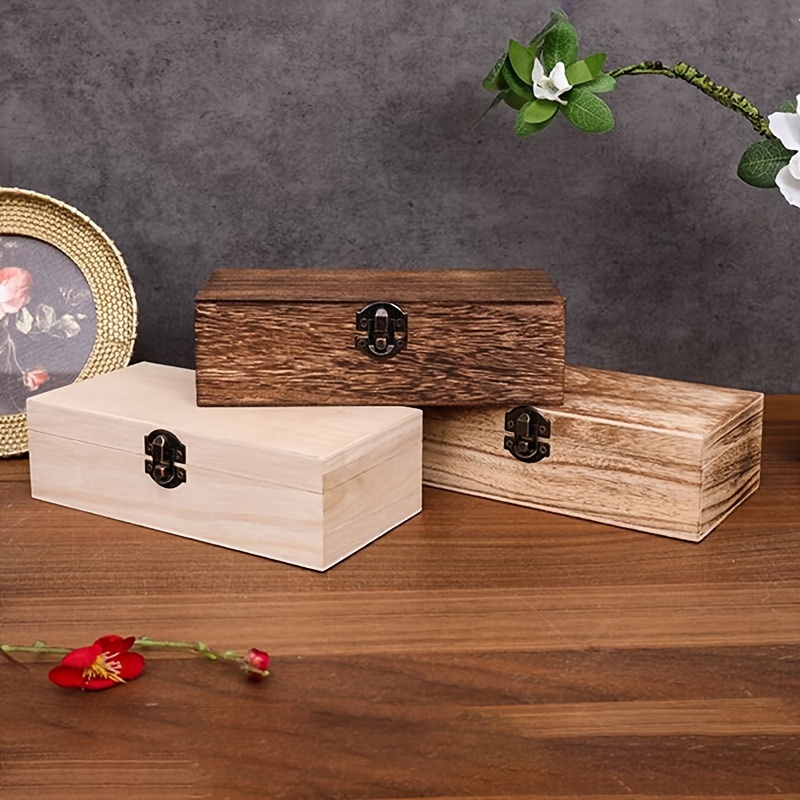 

1pc Rectangular Wooden Jewelry Storage Box With Gift Packaging, Suitable For Wedding Accessories, Daily Storage And Collection, Home Room Decor