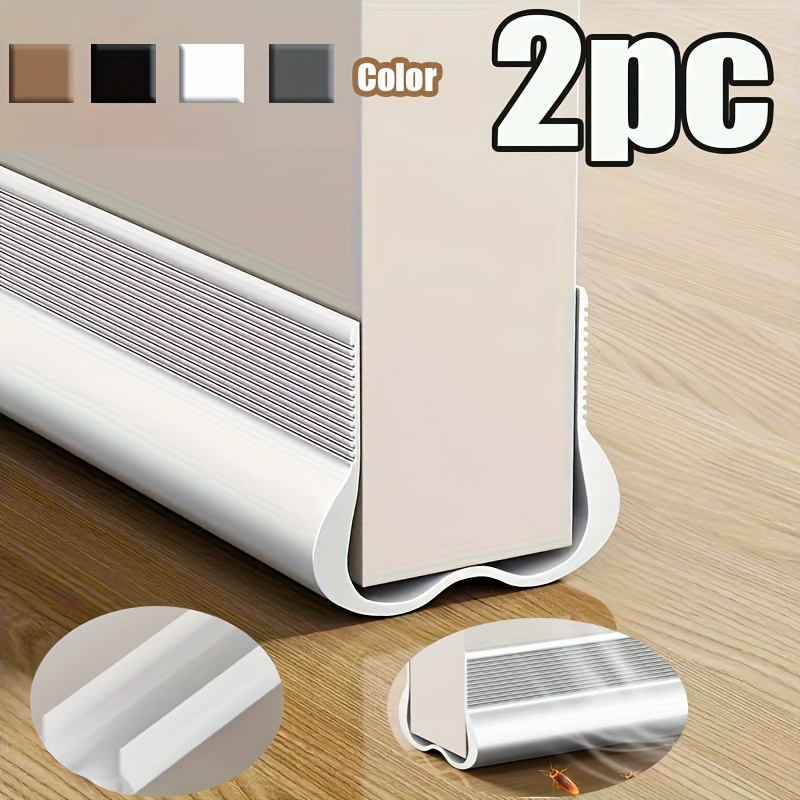 TEMU 2 Pack Quick-install Weather Stripping - 36.7" Plastic Door Sweep, Superior Wind & Insect Protection, Seal, Reduces Door Friction For Smooth Movement, Wipeable Surface For Any Room