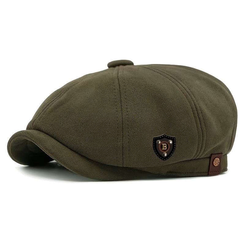 TEMU Men's Vintage Beret With Octagonal Design - Lightweight, Warm, And Versatile For Casual Or Formal Occasions. Ideal For Christmas, New Year, And