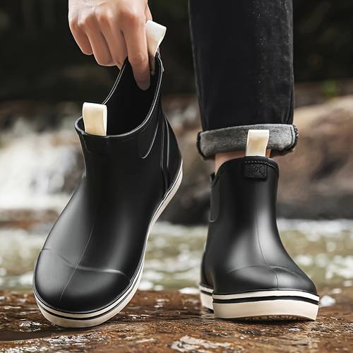 item picture mens fashion wide toe waterproof shoes couple style wide toe rain boots portable anti slip suitable for hiking outdoor work camping gardening and water activities wear resistant sole