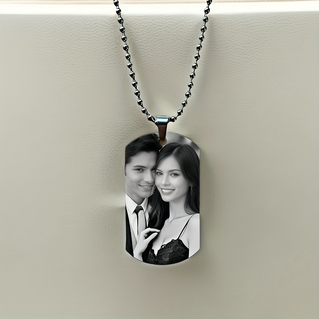 

Custom Photo Necklace - Personalized Stainless Tag Pendant, Elegant , Fashion Accessory