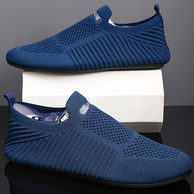 mens solid color slip on breathable sock shoes comfy non slip casual durable walking shoes for mens outdoor activities