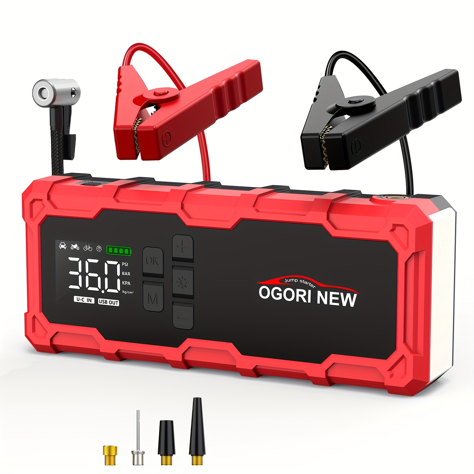TEMU Accu Jumpstarter voor Auto, 20000A 12V Jumpstarter met Bandenpomp 150PSI Luchtcompressor, Draagbare Accu Jumper Box Bandenpomp Draagbare Power