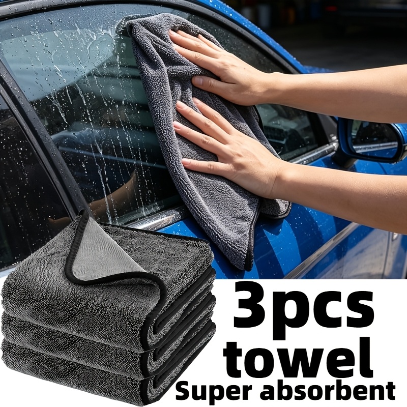 TEMU 3pcs Set - Super Absorbent Microfiber Cloth, Reusable Microfiber Towel, Easy To Clean Windows, Bathrooms, Cars, And Home Restrooms, Soft Car