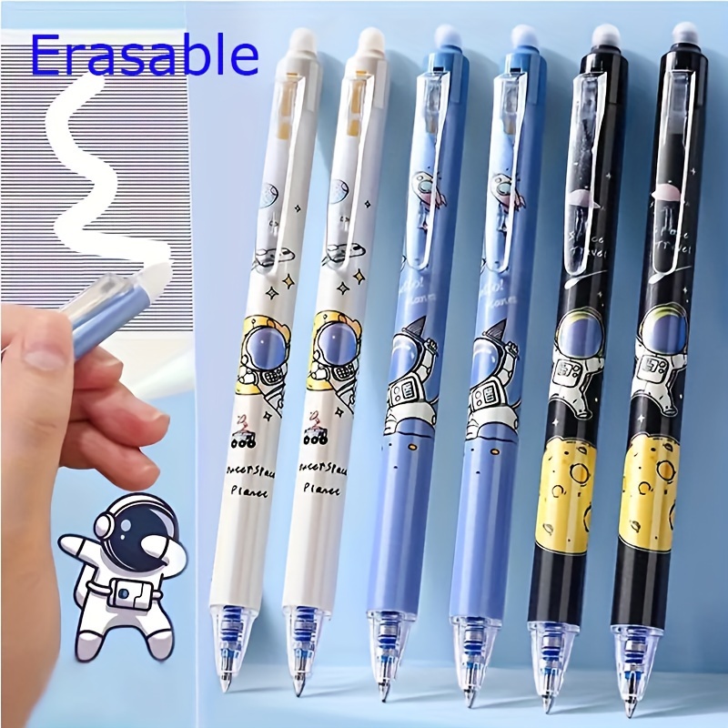 

6pcs Erasable Gel Pens With Heat Dissipation Technology, 0.5mm Fine Point, Blue & - Ideal For School And Office Supplies