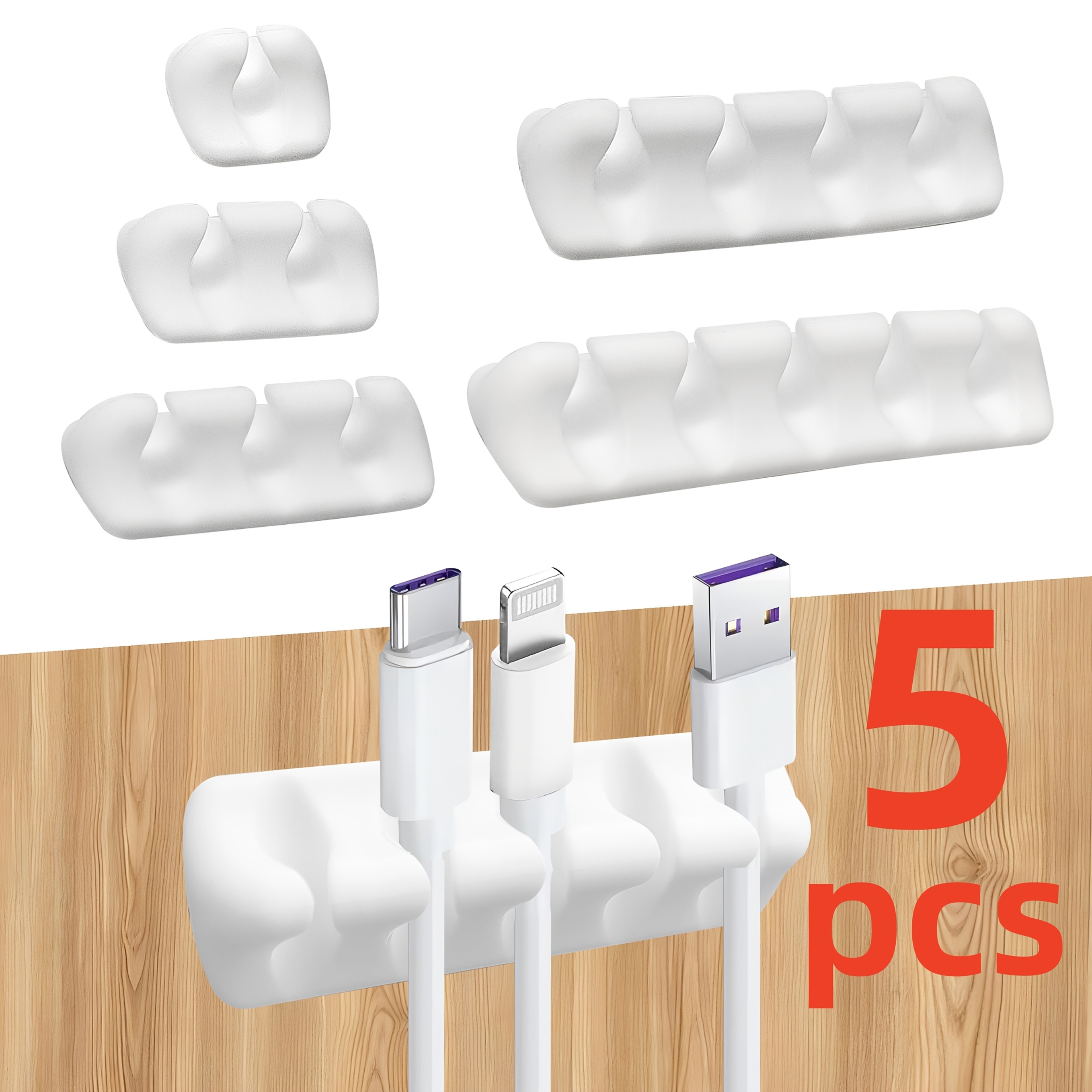 5/16pcs Adhesive Desktop Cable Organizer For Home, Office, Car, Nightstand Cable Clip