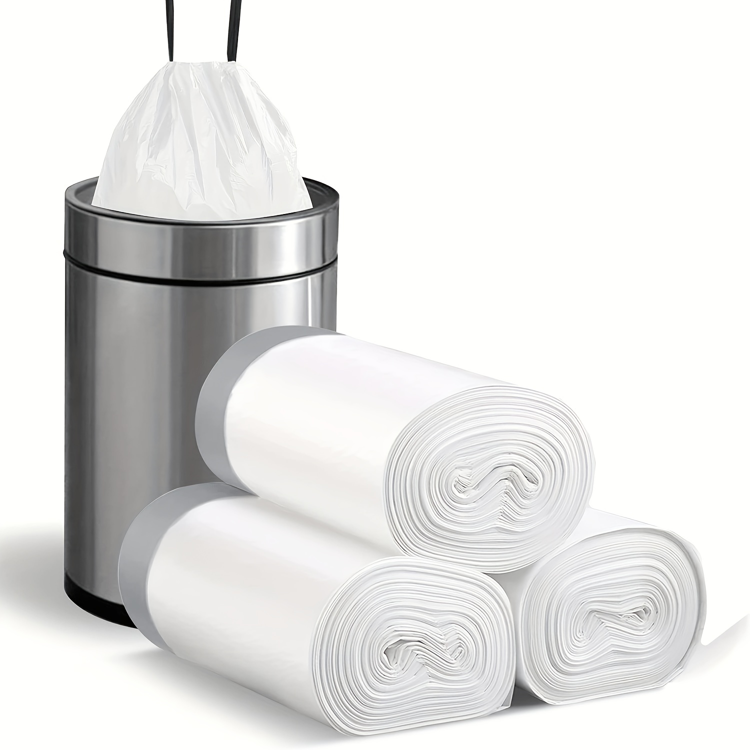 TEMU 45pcs/3rolls, Small Drawstring Trash Bags 4 Gallons, Plastic Trash Can Bags 15 For Bathroom Restroom Bedroom Office Toilet