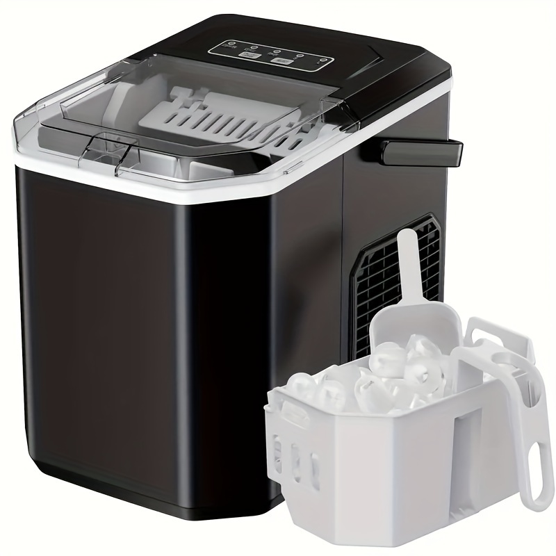 

A Desktop Ice Maker With A Handle, Of Producing 26 Of Ice 24 Hours And Ice Cubes In 9 Minutes. A Portable Ice Maker With Automatic Cleaning Function, Suitable For Home/kitchen/camping.