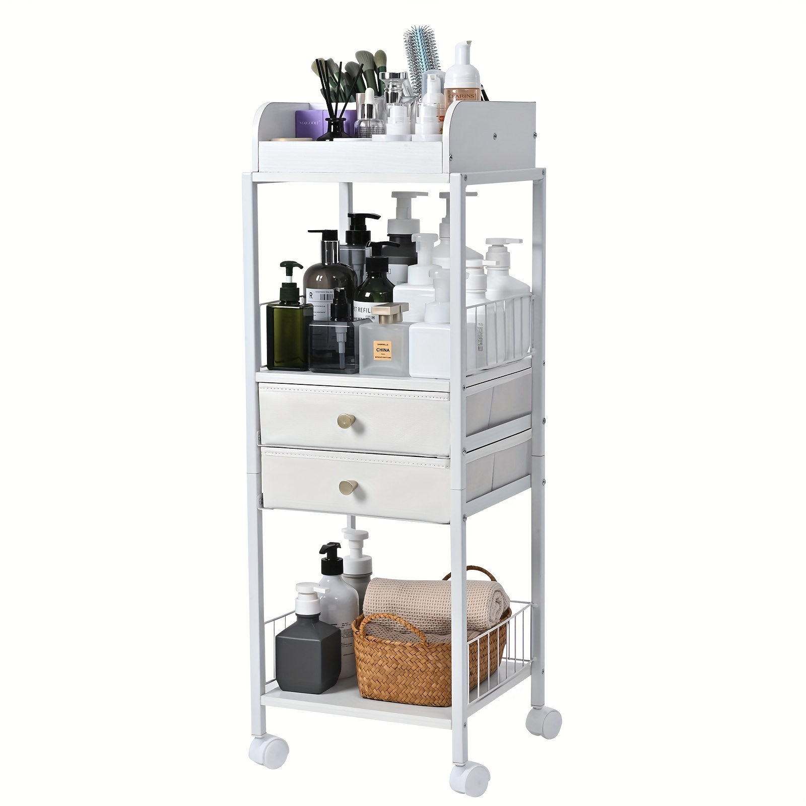 

Rolling Makeup Cart Organizer With Drawers And Wheels Large Floor Skincare Cosmetic Storage Organizer Cabinet For Beauty Cabinet Nail Polish Hair Product