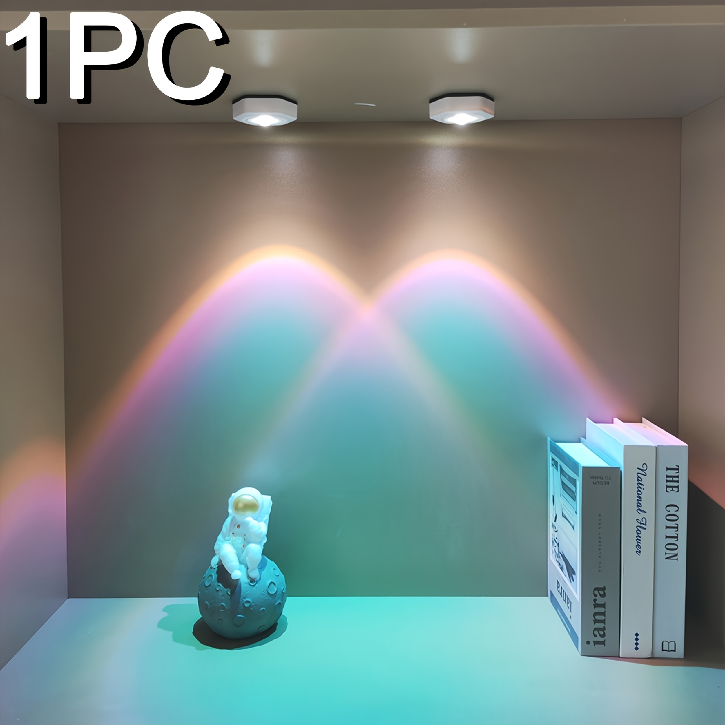 1 Colorful Decorative Light, White Hexagon, Cat Eye, , Purple, Rainbow, Forest Green, Projection Lamp, Led Touch, Cabinet Function Decorative Light, Uses 3*aaa Batteries