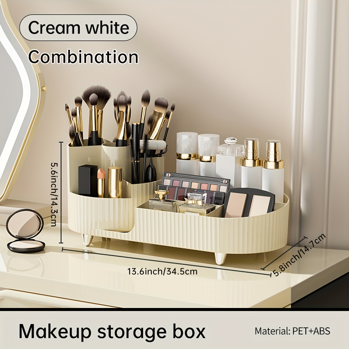 inner bag storage bag desktop   degree rotatable desktop storage box makeup organizer makeup tool storage box large capacity makeup storage basket   care compartments 2 in 1 bathroom vanity display cabinet suitable for bedroom vanity bathroom and living room desk organization details 4