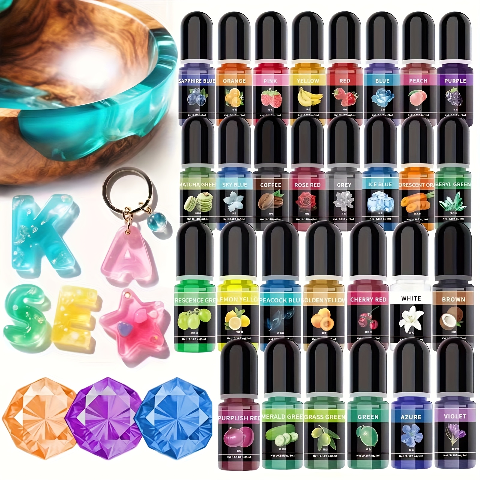 30pcs High Transparency Liquid Gem Dye for DIY Jewelry Making