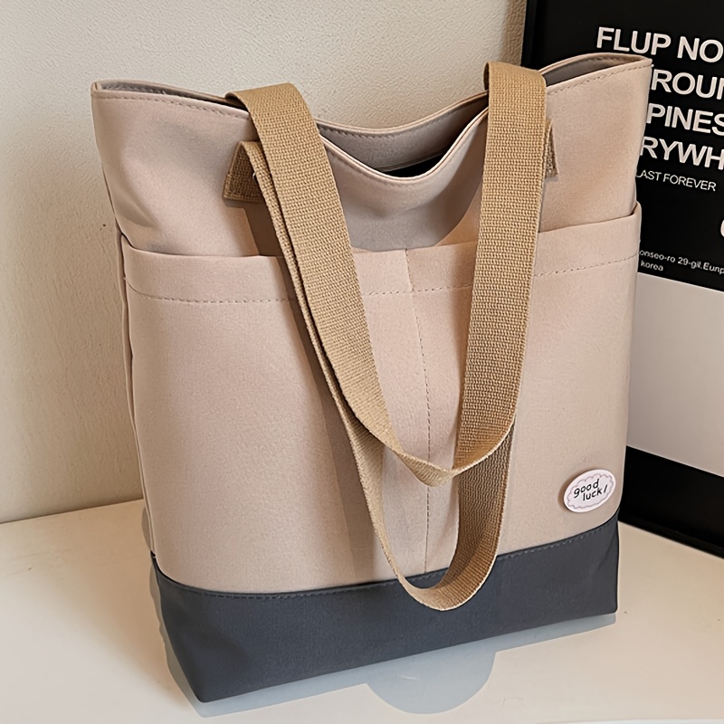 E-shop Minimalistische, leichte Color-Block Damen Handtasche mit großem Fassungsvermögen, lässige, vielseitige, multifunktionale Tasche, fester