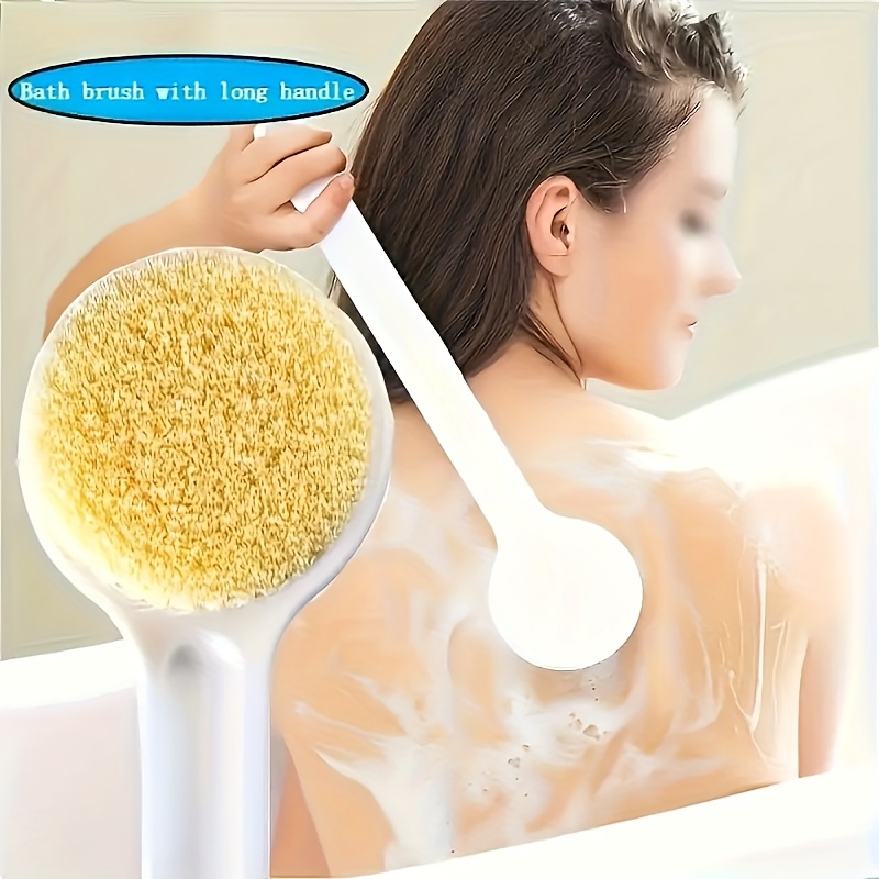 1pc long handle bath brush with soft bristles -   back scrubber for women, ergonomic shower brush for hard-to-reach areas, non-slip grip - ideal for back, body, legs, feet - bathroom essentials, personal hygiene,  , hygienic material,   routine, shower scrubber,  , durable scrubber,   accessory,   essentials, sleek scrubber,   scrubber,   routine   Product details 0