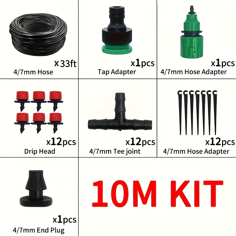 TEMU 'irrigation par gouttelettes automatique avec ceinture d'arrosage réglable de 5 à 20 mètres, kit de pulvérisateur atomisé pour tuyaux de jardin
