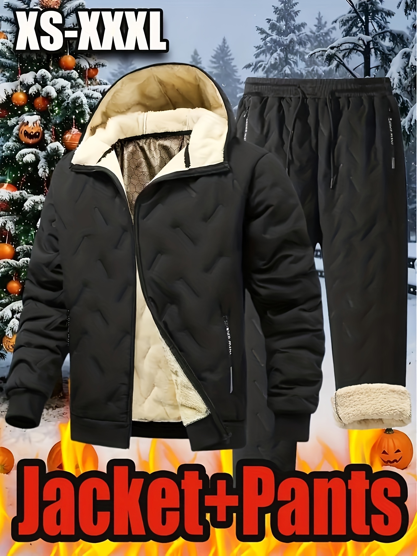 Men's Winter Warm Jacket and Pants Set, Heavy-Duty Gear