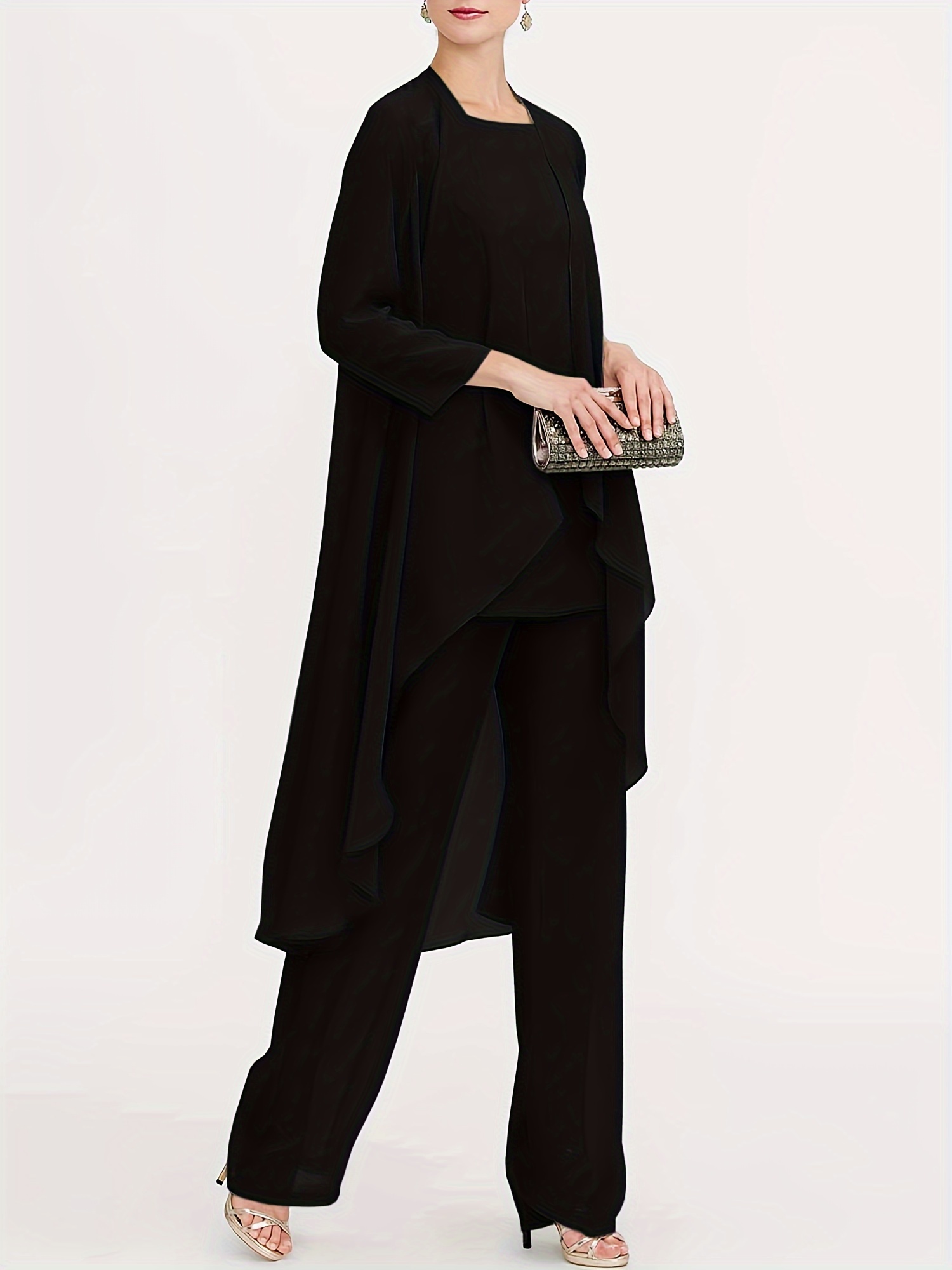 chiffon mother bride pant suits 3pcs wedding formal outfit - Temu