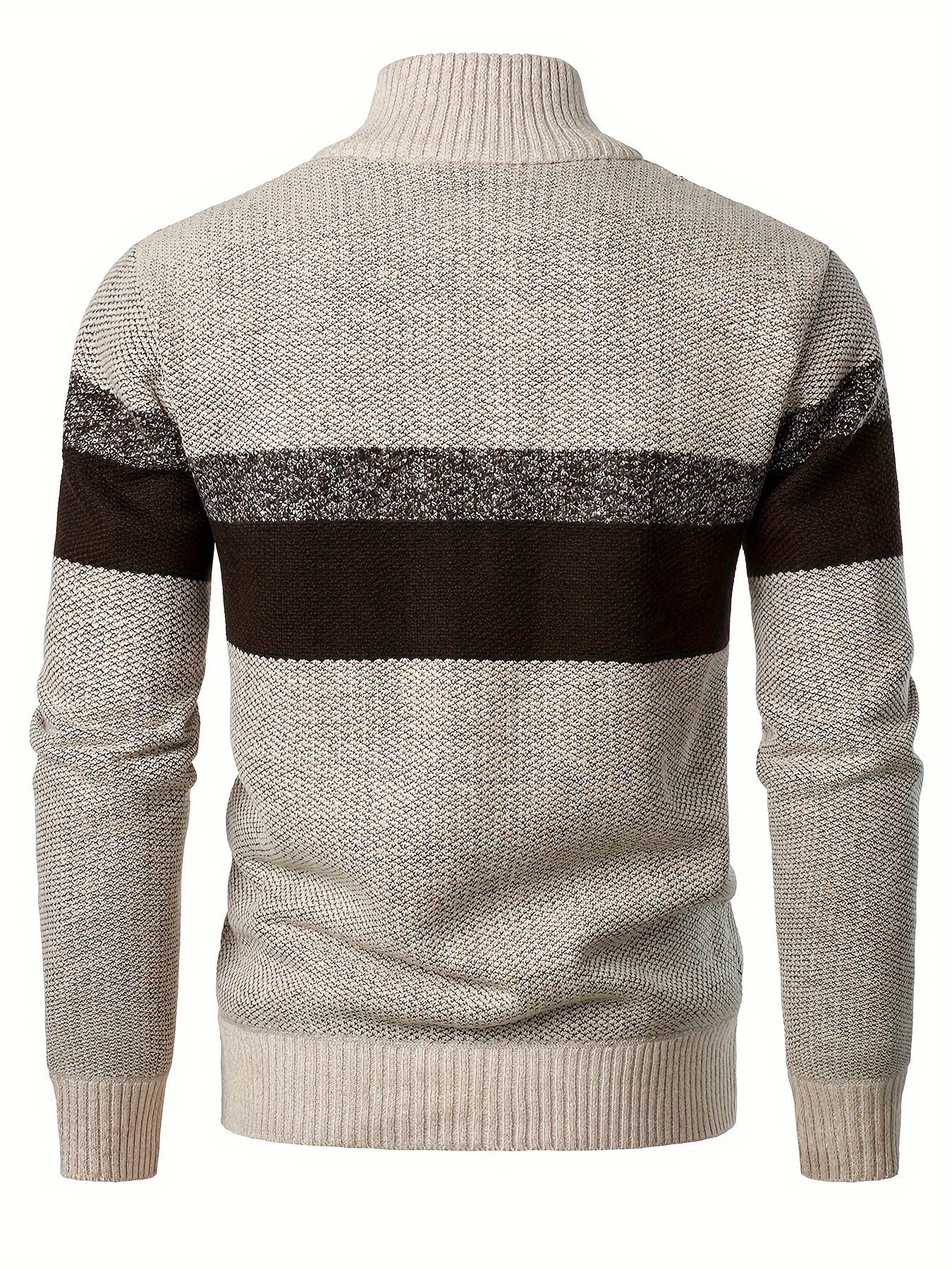 mens thickened knitted pullover sweater with a color   and stand collar made from plus velvet 2