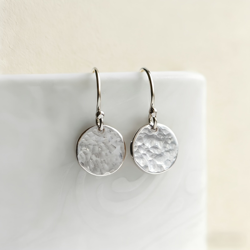 TEMU Orecchini a Disco Martellato Boho Francese Adatti a Orecchie Forate - Gioielli Minimalisti Boh矇mien Etnici a e Pendenti con Placcatura K, Uso ,