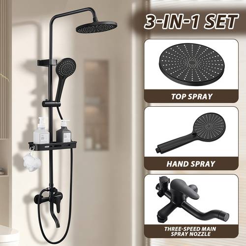 a shower faucet set featuring a leak proof ceramic cartridge design with rotating mechanism for hot and cold
