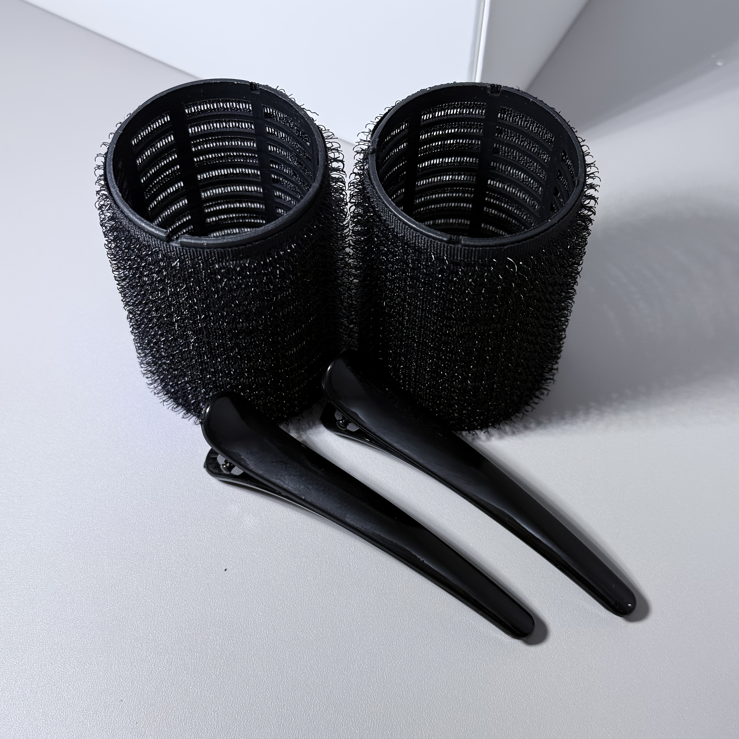 TEMU Ensemble de 4 pinces à boucler auto-adhésives, 2 pinces à boucler auto-suspendantes et 2 pinces à cheveux de fixation, outil de bouclage à