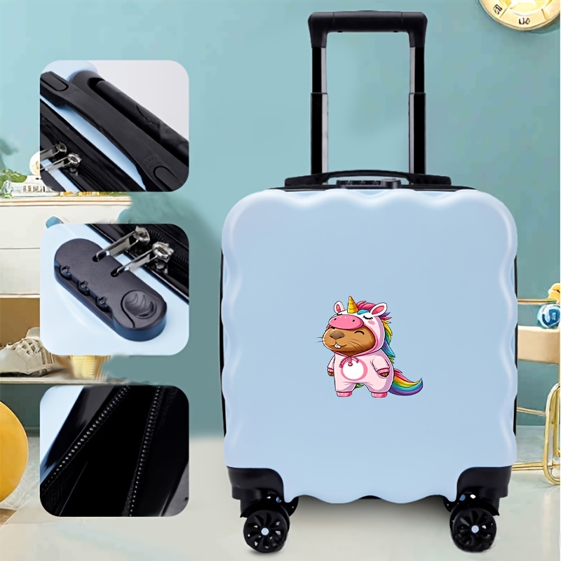 Cartoon-Printed Luggage with Adorable Capybara in Unicorn Onesie