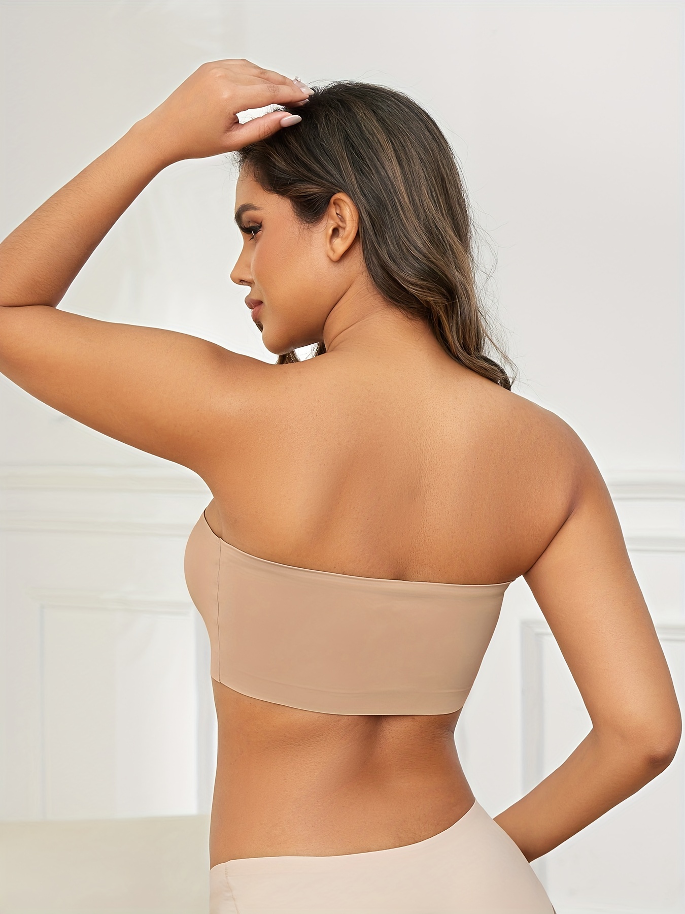 Sexy Strapless Bandeau Bra, Nylon 95% Elastane 5% Knit Fabric, Invisible Comfort, Solid Color, No Padding, Wireless, 170gsm - Adult Size