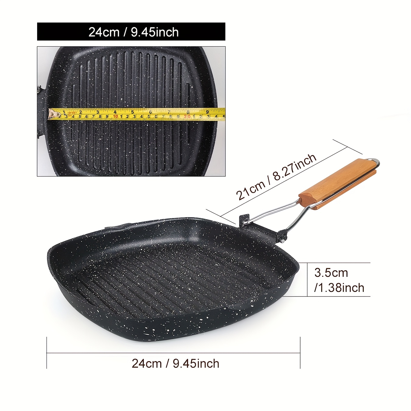 1pc Foldable Handle Striped Grill - Heated, Physically , Designed For Perfect Steak Grilling And Breakfast Preparation, Compatible With Induction Cookers, Suitable For Enthusiasts