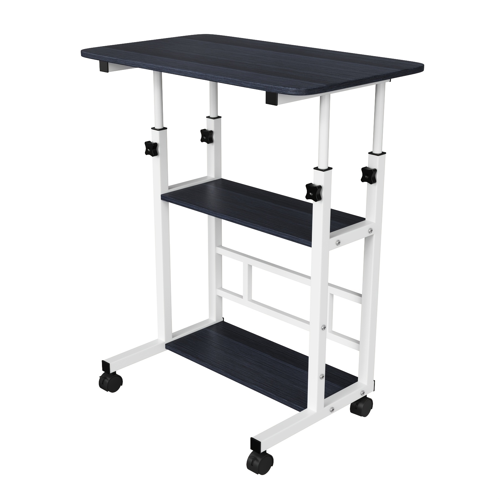 Image of C Shaped End Table Height Adjustable, Freestanding Laptop Desk, Overbed Table, 3-tier Sofa Couch Table With Wheels And Storage Shelves For Small Spaces/home Office/living Room 60x40x63-91cm